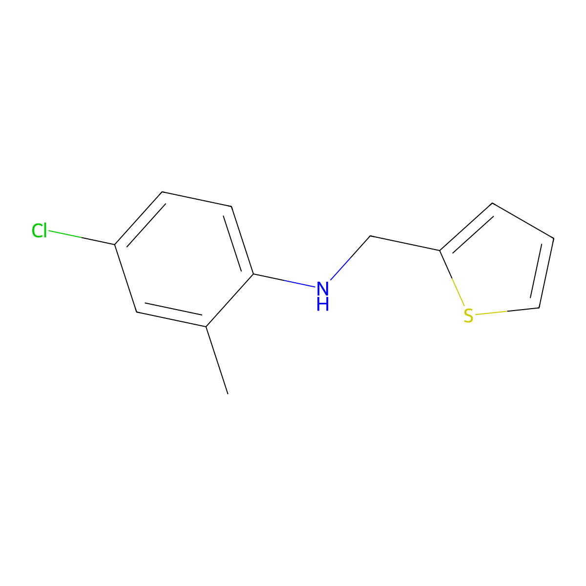 4-chloro-2-methyl-N-(thiophen-2-ylmethyl)aniline molecular structure, CAS 51305-75-0