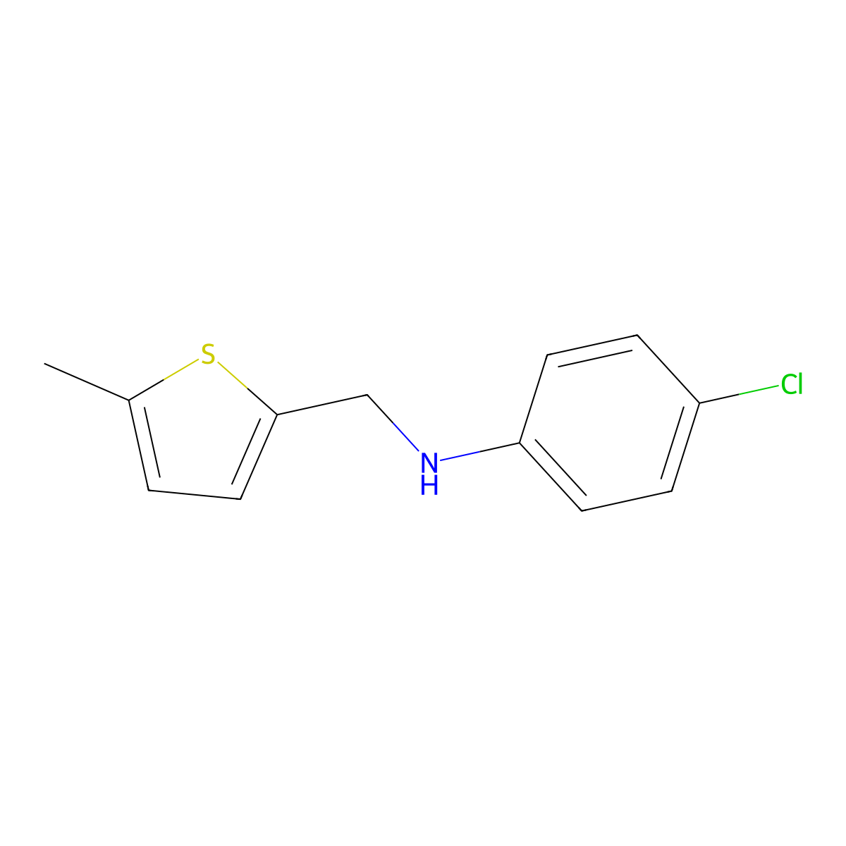 4-chloro-N-[(5-methylthiophen-2-yl)methyl]aniline molecular structure, CAS 51306-04-8