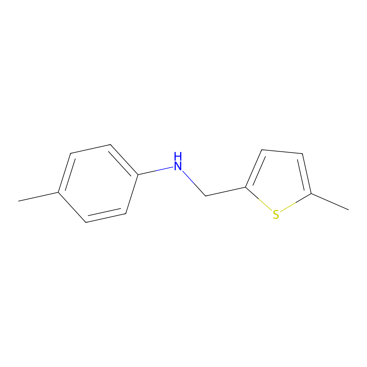 4-methyl-N-[(5-methylthiophen-2-yl)methyl]aniline molecular structure, CAS 51306-05-9