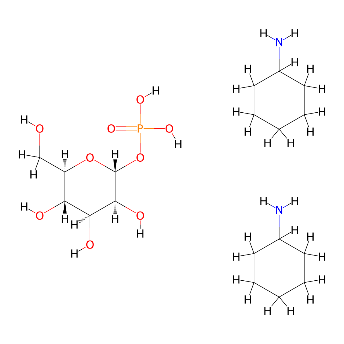Cyclohexanamine;[(2R,3S,4S,5S,6R)-3,4,5-trihydroxy-6-(hydroxymethyl)oxan-2-yl] dihydrogen phosphate molecular structure, CAS 51306-17-3