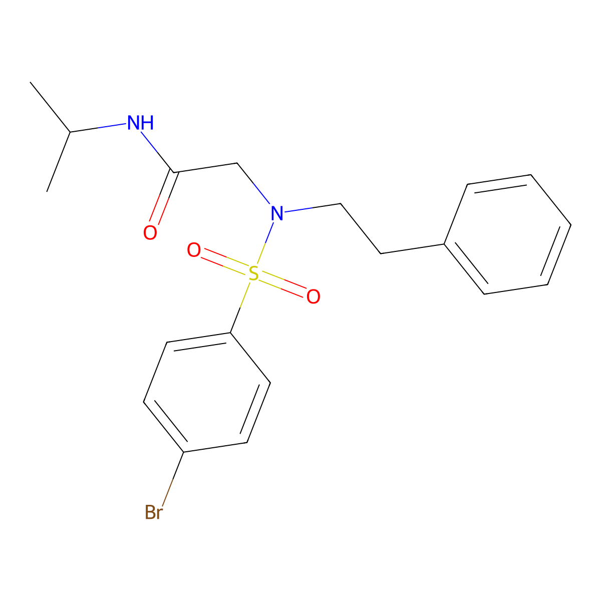 N~2~-(4-Bromobenzene-1-sulfonyl)-N~2~-(2-phenylethyl)-N-propan-2-ylglycinamide molecular structure, CAS 5131-73-7