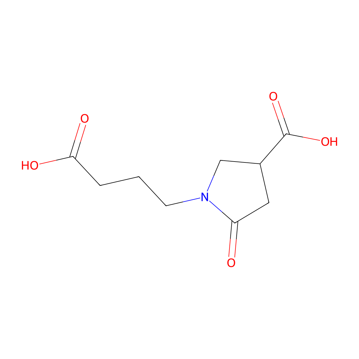 1-(3-Carboxypropyl)-5-oxopyrrolidine-3-carboxylic acid molecular structure, CAS 51316-26-8
