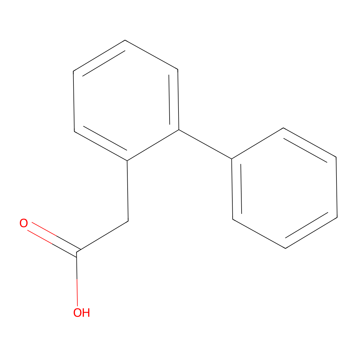 Biphenylylacetic acid molecular structure, CAS 51317-25-0