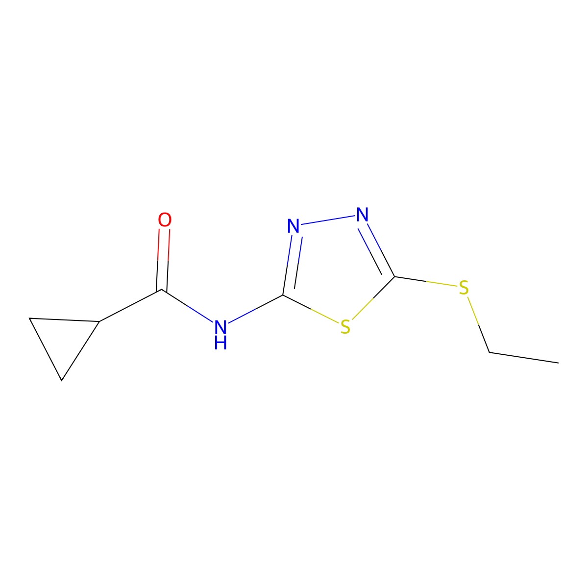 N-[5-(ethylsulfanyl)-1,3,4-thiadiazol-2-yl]cyclopropanecarboxamide molecular structure, CAS 51321-54-1