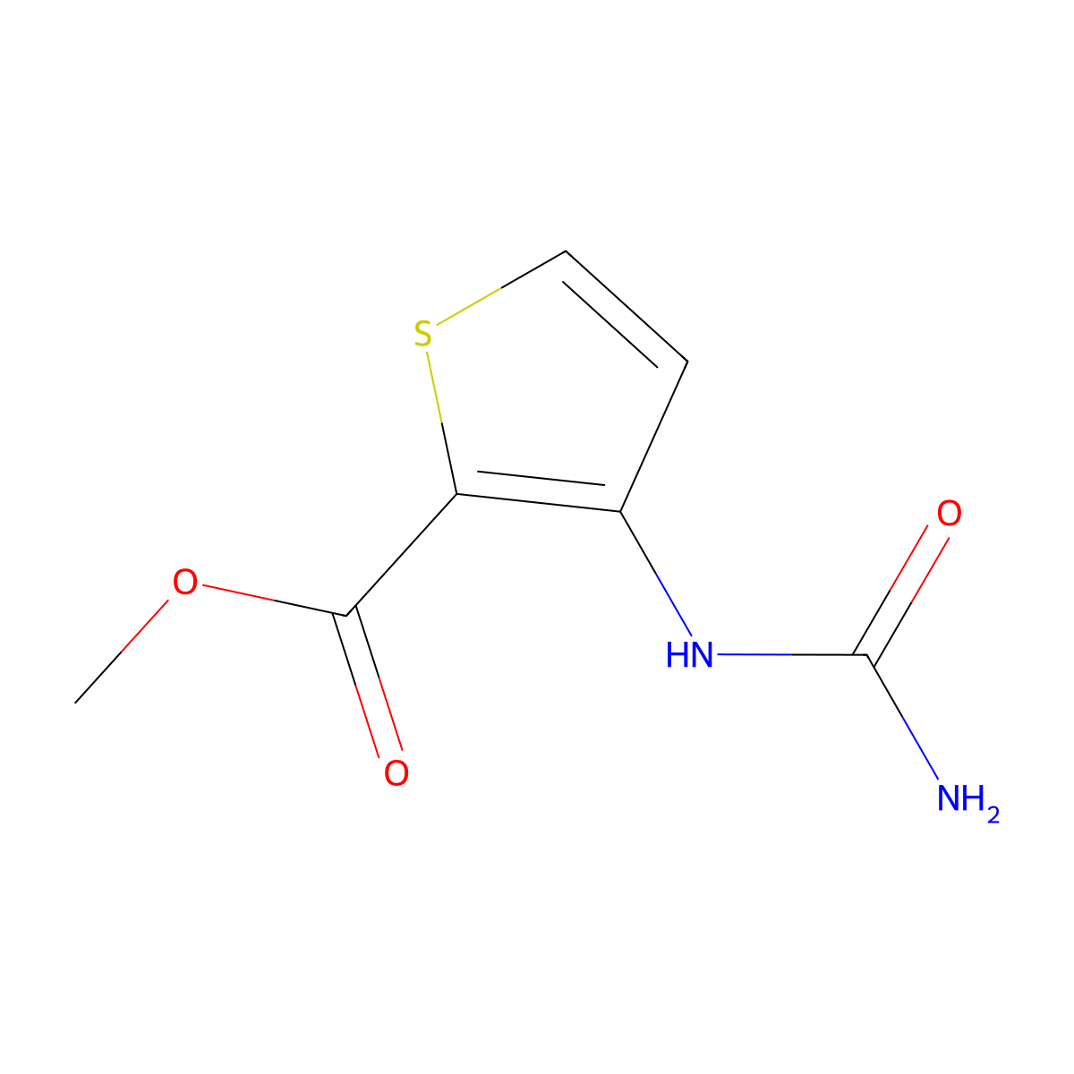 Methyl 3-[(aminocarbonyl)amino]thiophene-2-carboxylate molecular structure, CAS 51322-68-0