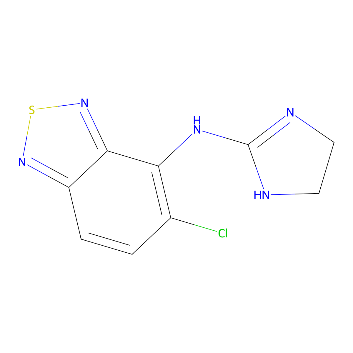 Tizanidine molecular structure, CAS 51322-75-9