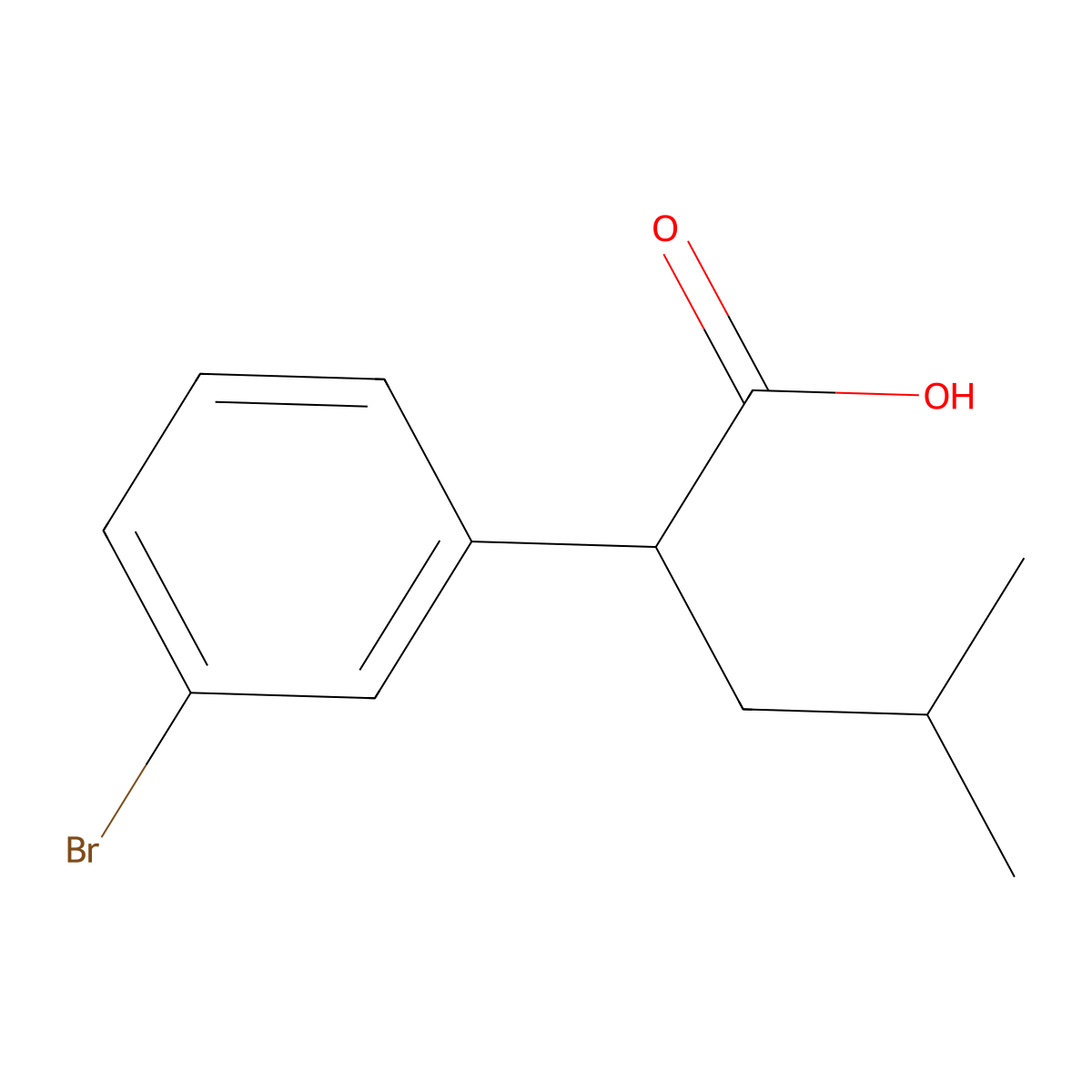 (R)-2-(3-Bromophenyl)-4-methylpentanoic acid molecular structure, CAS 513246-79-2