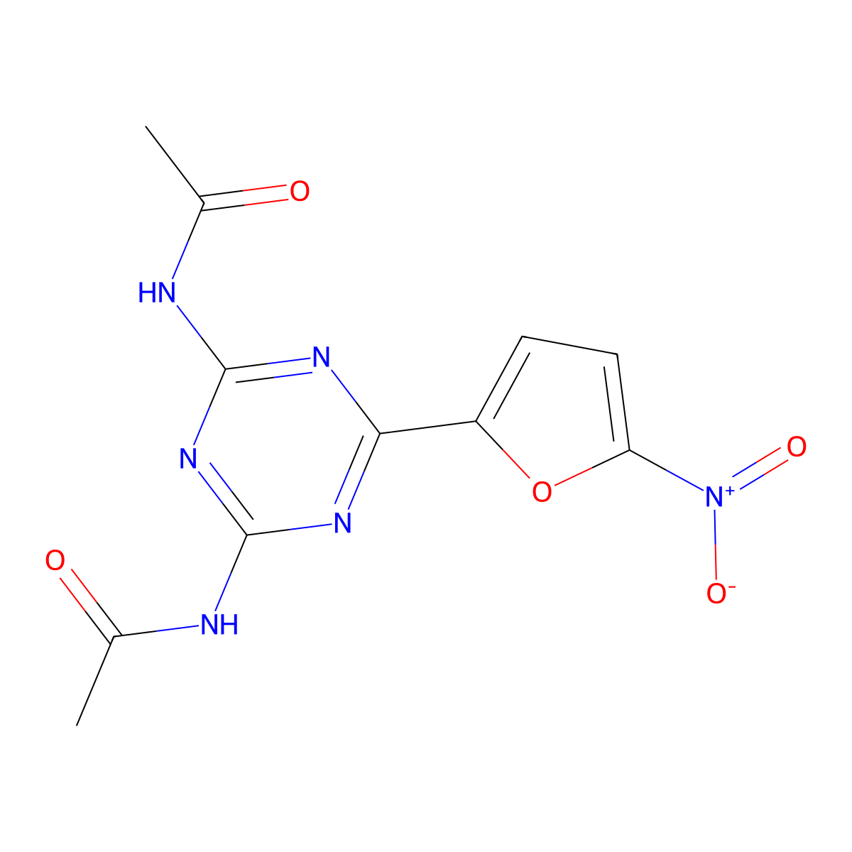 N,N'-[6-(5-Nitro-2-furyl)-S-triazine-2,4-diyl]bisacetamide molecular structure, CAS 51325-35-0