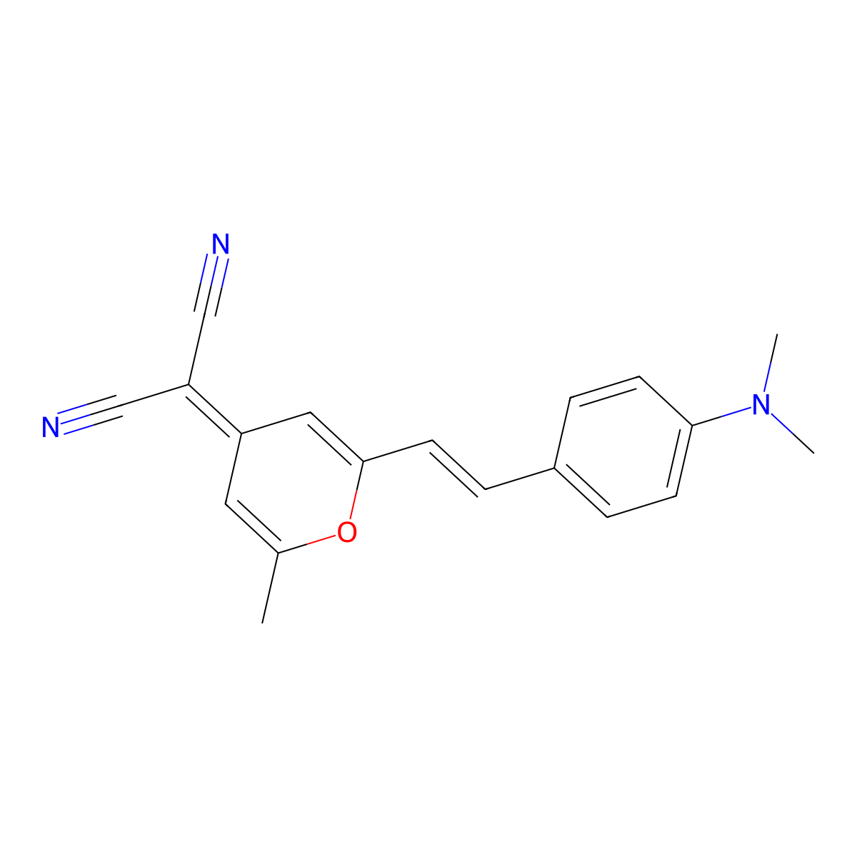 [2-[2-[4-(dimethylamino)phenyl]vinyl]-6-methyl-4H-pyran-4-ylidene]malononitrile molecular structure, CAS 51325-91-8