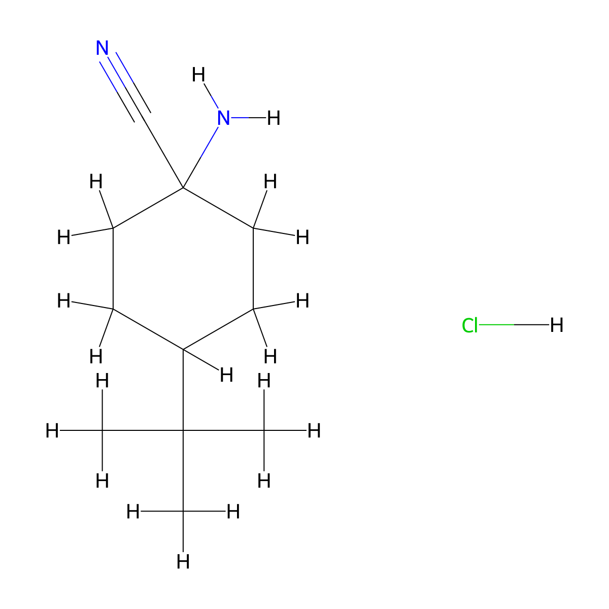1-Amino-4-tert-butylcyclohexane-1-carbonitrile hydrochloride molecular structure, CAS 51327-00-5