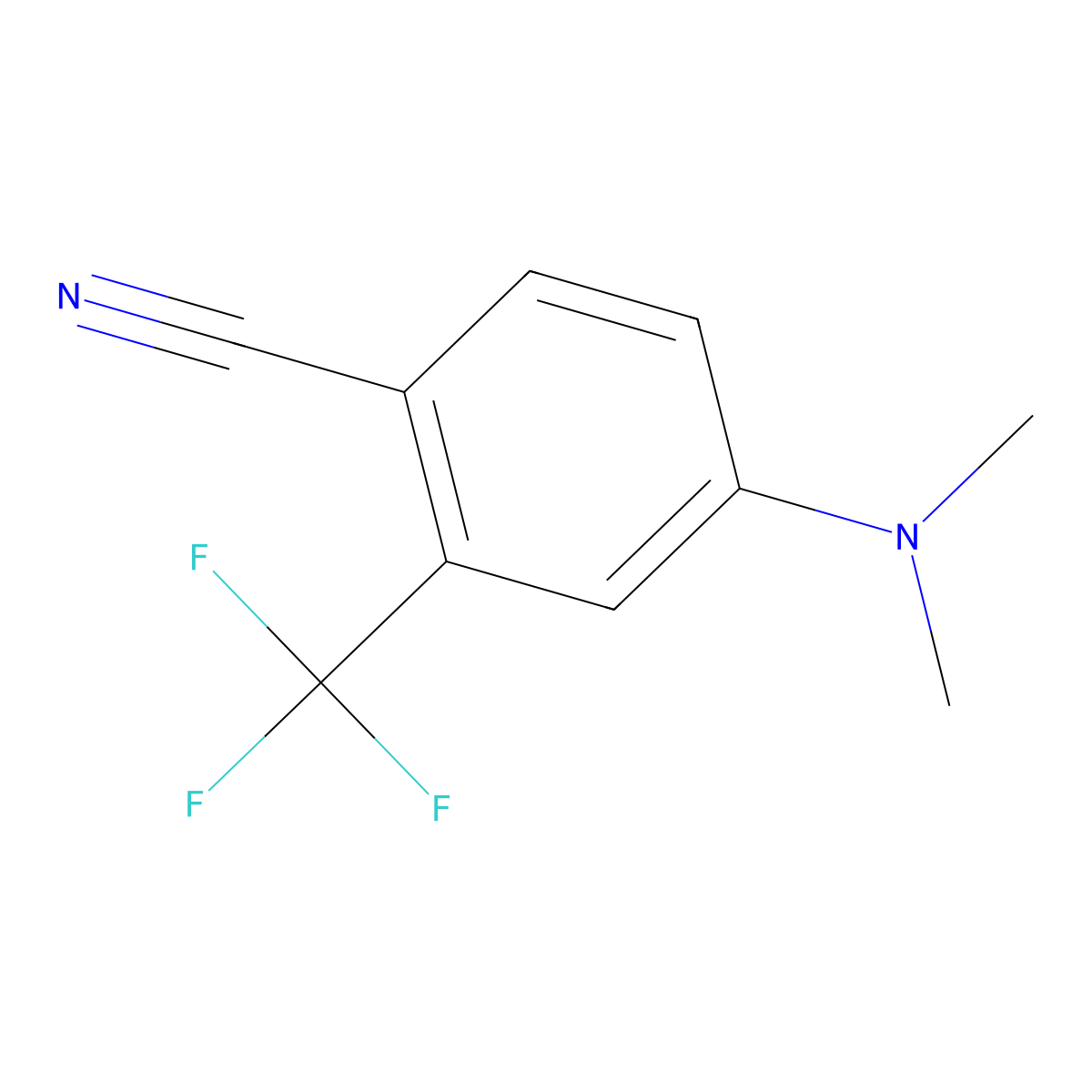 Benzonitrile, 4-(dimethylamino)-2-(trifluoromethyl)- molecular structure, CAS 51332-25-3