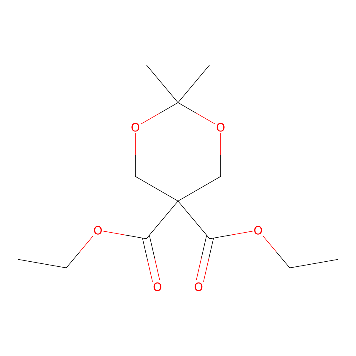 Diethyl 2,2-dimethyl-1,3-dioxane-5,5-dicarboxylate molecular structure, CAS 51335-75-2
