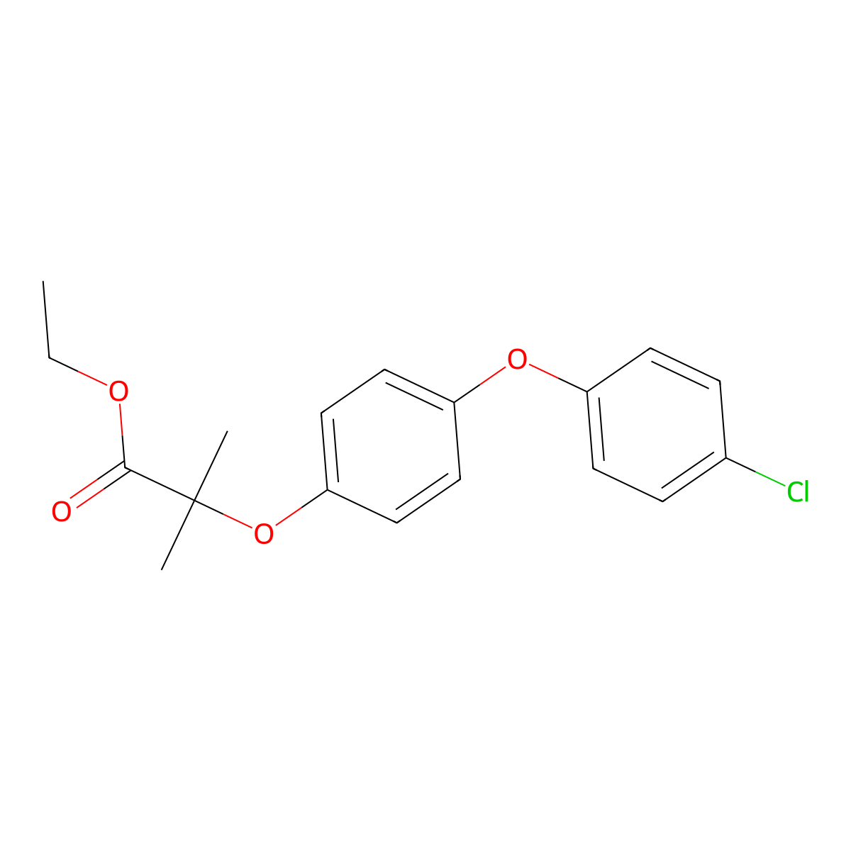 Ethyl 2-[4-(4-chlorophenoxy)phenoxy]-2-methylpropanoate molecular structure, CAS 51337-94-1