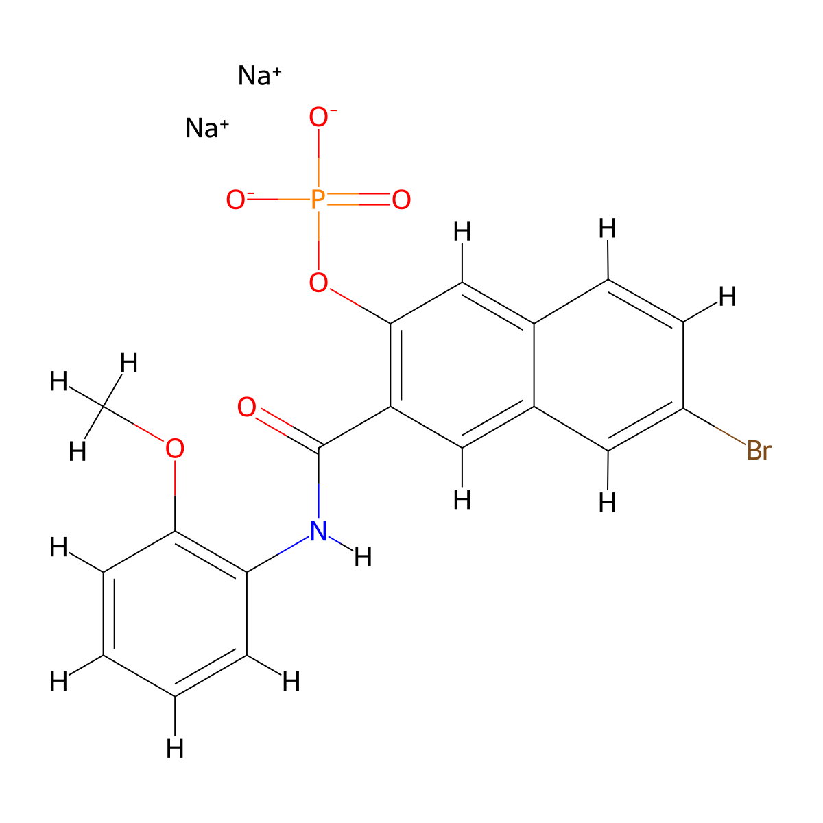 Naphthol AS-BI phosphate disodium salt molecular structure, CAS 5134-42-9