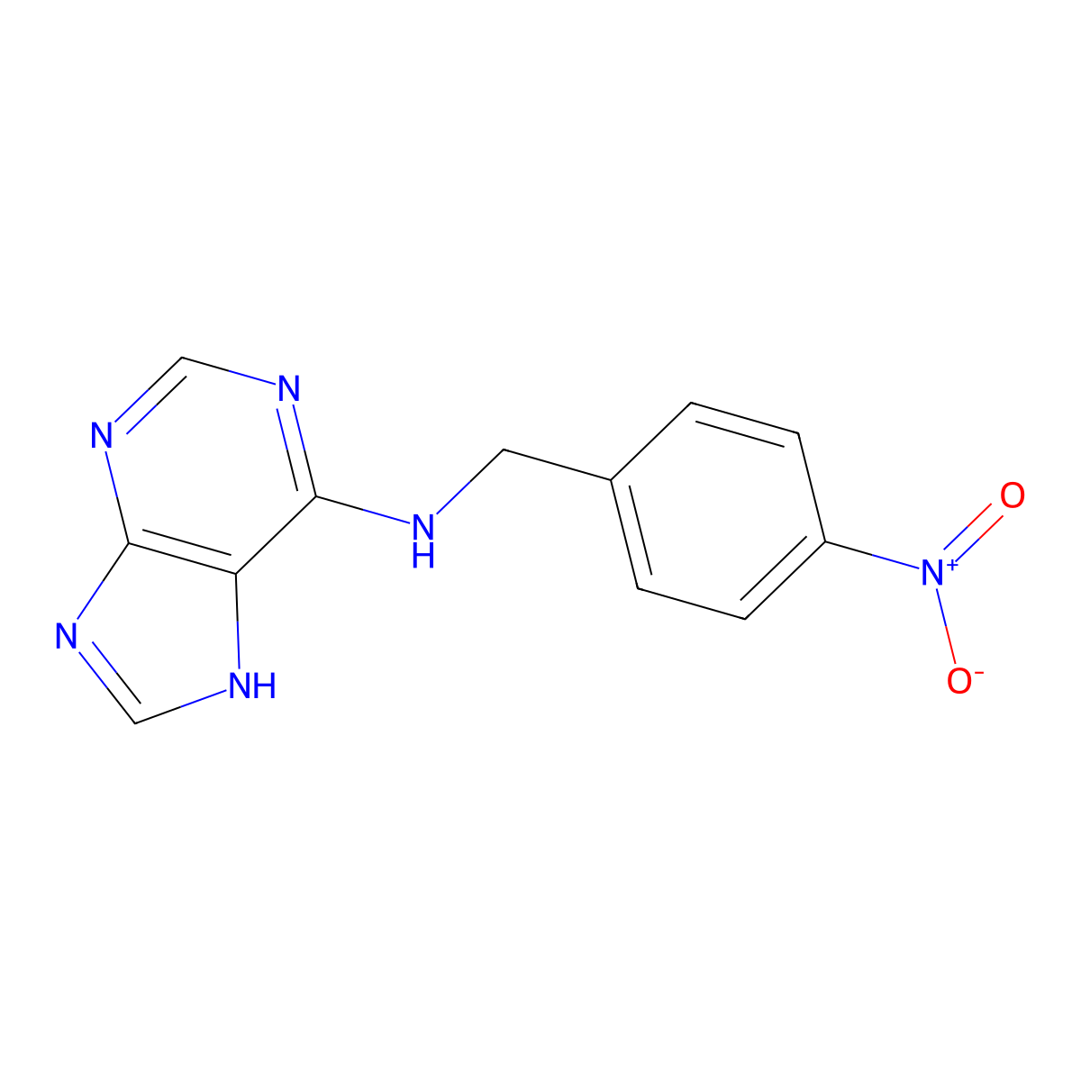 1H-Purin-6-amine, N-((4-nitrophenyl)methyl)- molecular structure, CAS 5134-49-6