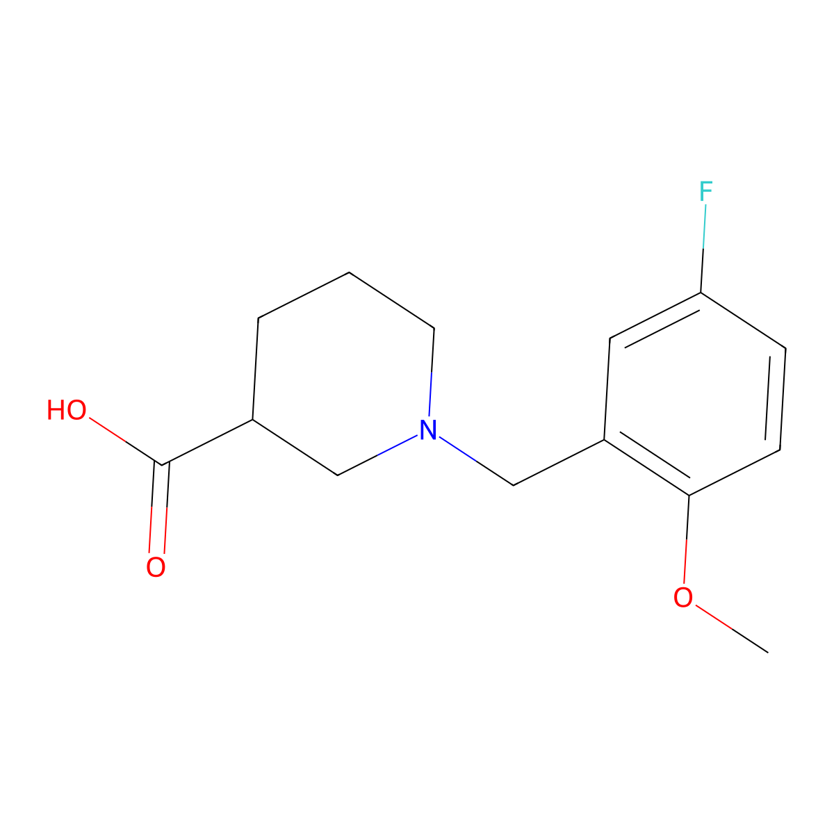 1-[(5-Fluoro-2-methoxyphenyl)methyl]piperidine-3-carboxylic acid molecular structure, CAS 5134-52-1