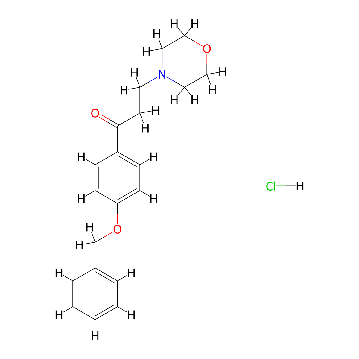 1-Propanone, 3-(4-morpholinyl)-1-(4-(phenylmethoxy)phenyl)-, hydrochloride molecular structure, CAS 51345-84-7