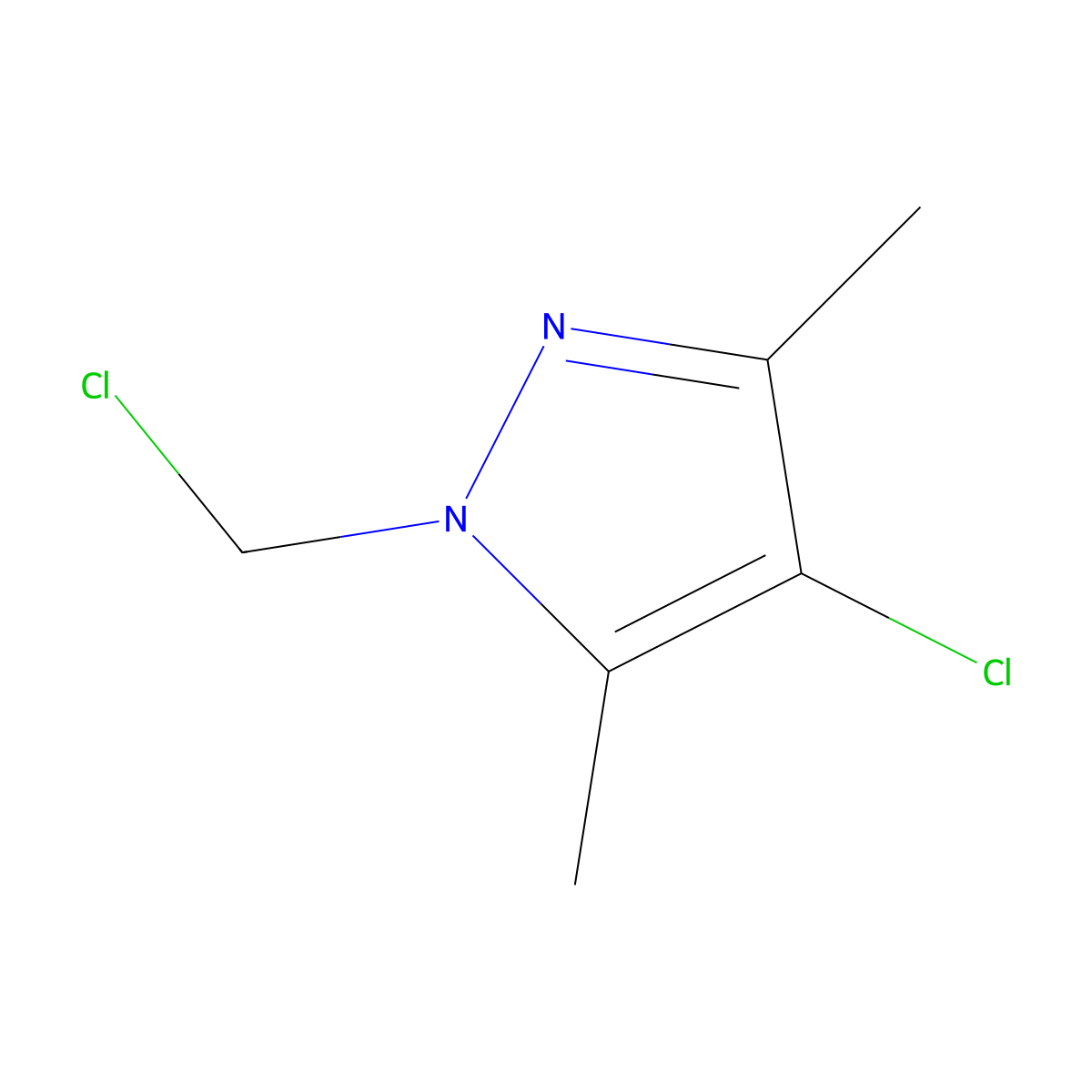 4-chloro-1-(chloromethyl)-3,5-dimethyl-1H-pyrazole molecular structure, CAS 51355-83-0