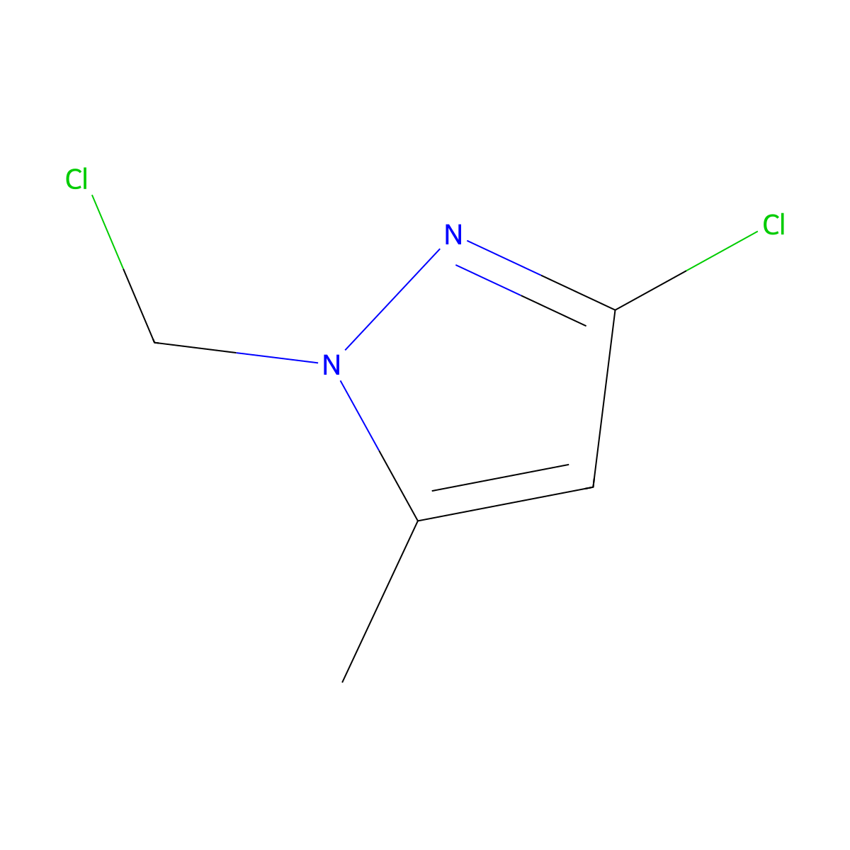 3-Chloro-1-(chloromethyl)-5-methyl-1H-pyrazole molecular structure, CAS 51355-86-3