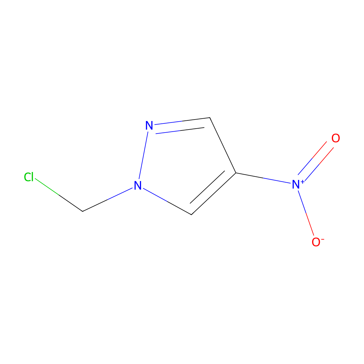 1-(chloromethyl)-4-nitro-1H-pyrazole molecular structure, CAS 51355-88-5