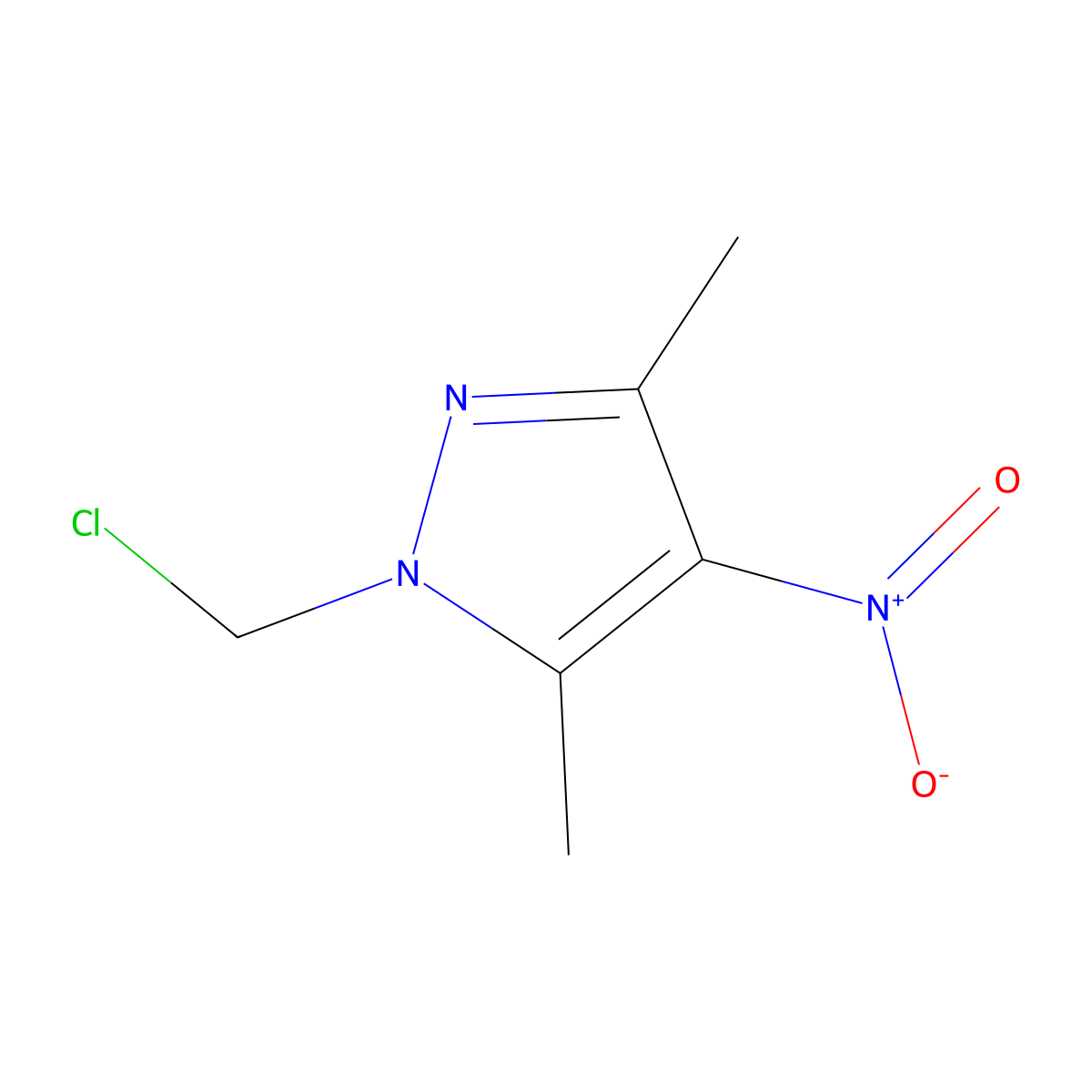 1-(chloromethyl)-3,5-dimethyl-4-nitro-1H-pyrazole molecular structure, CAS 51355-91-0