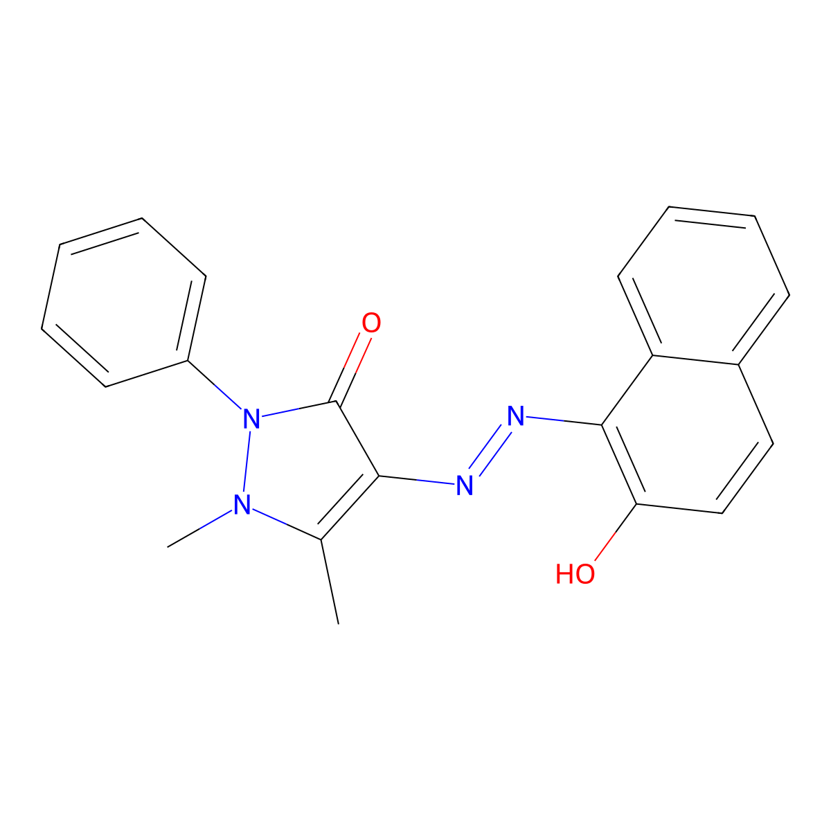 4-[(2-hydroxy-1-naphthyl)diazenyl]-1,5-dimethyl-2-phenyl-1,2-dihydro-3H-pyrazol-3-one molecular structure, CAS 51359-15-0