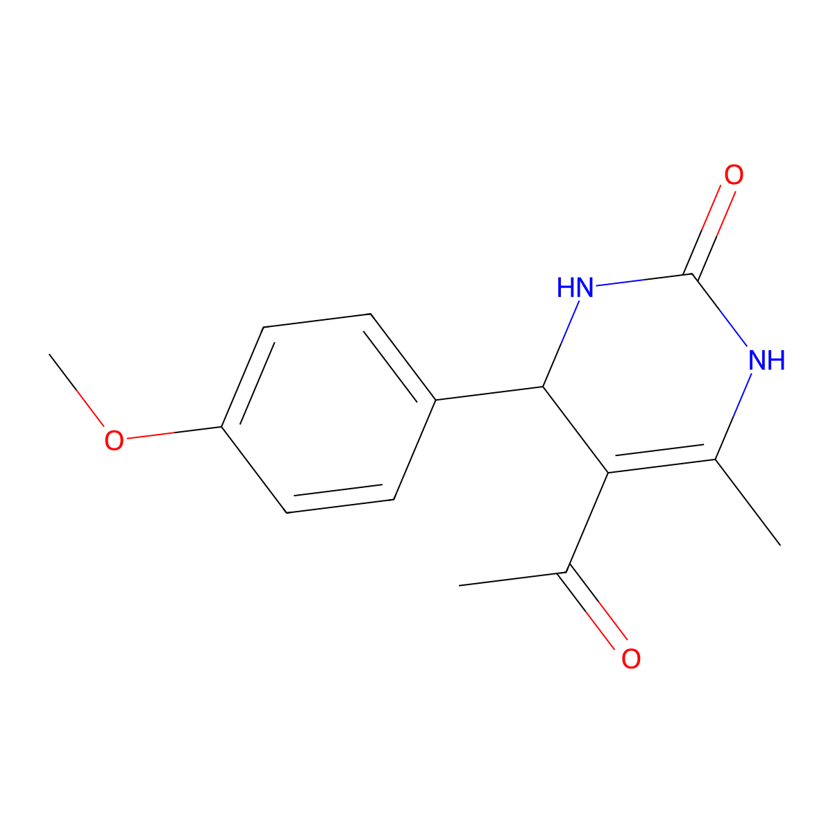 5-Acetyl-4-(4-methoxy-phenyl)-6-methyl-3,4-dihydro-1H-pyrimidin-2-one molecular structure, CAS 5136-16-3
