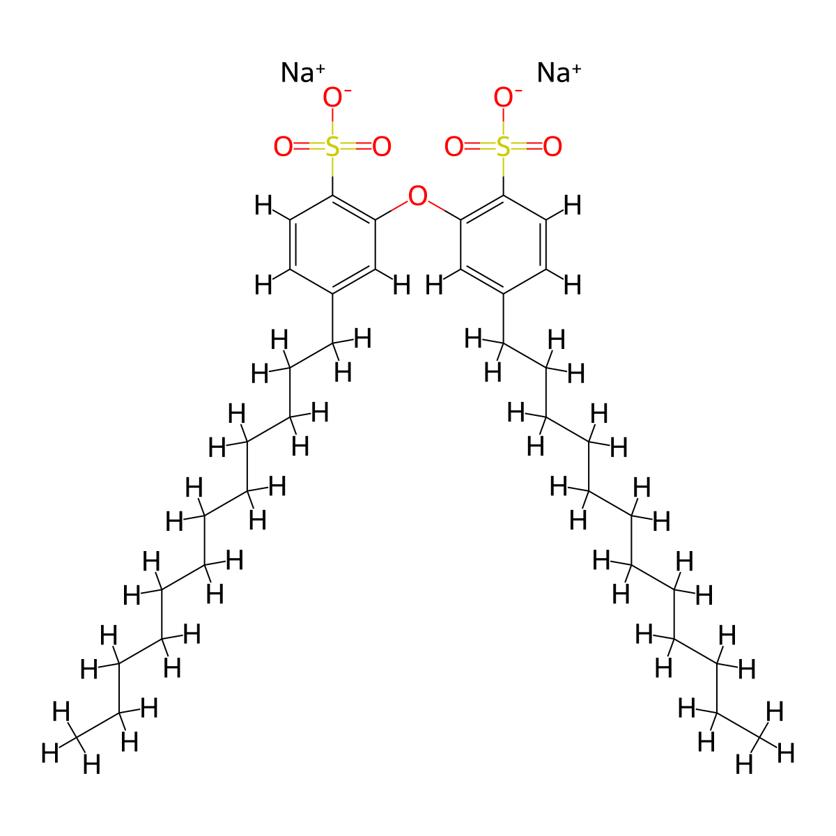 Disodium 2,2'-oxybis(4-dodecylbenzenesulfonate) molecular structure, CAS 5136-51-6
