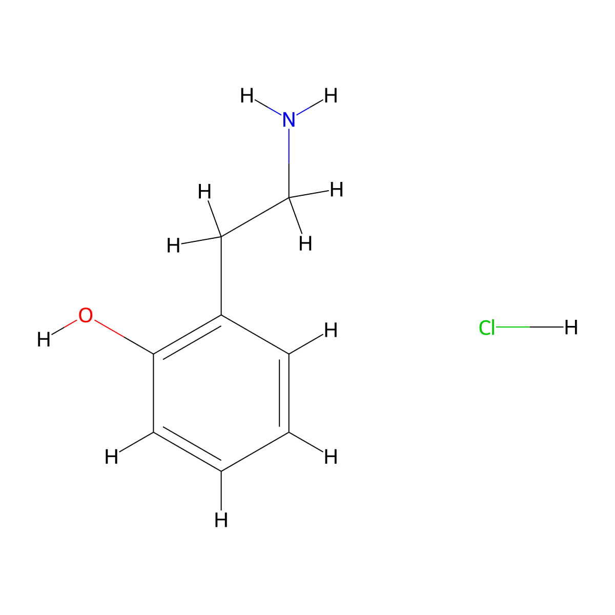 o-Tyramine hydrochloride molecular structure, CAS 5136-97-0