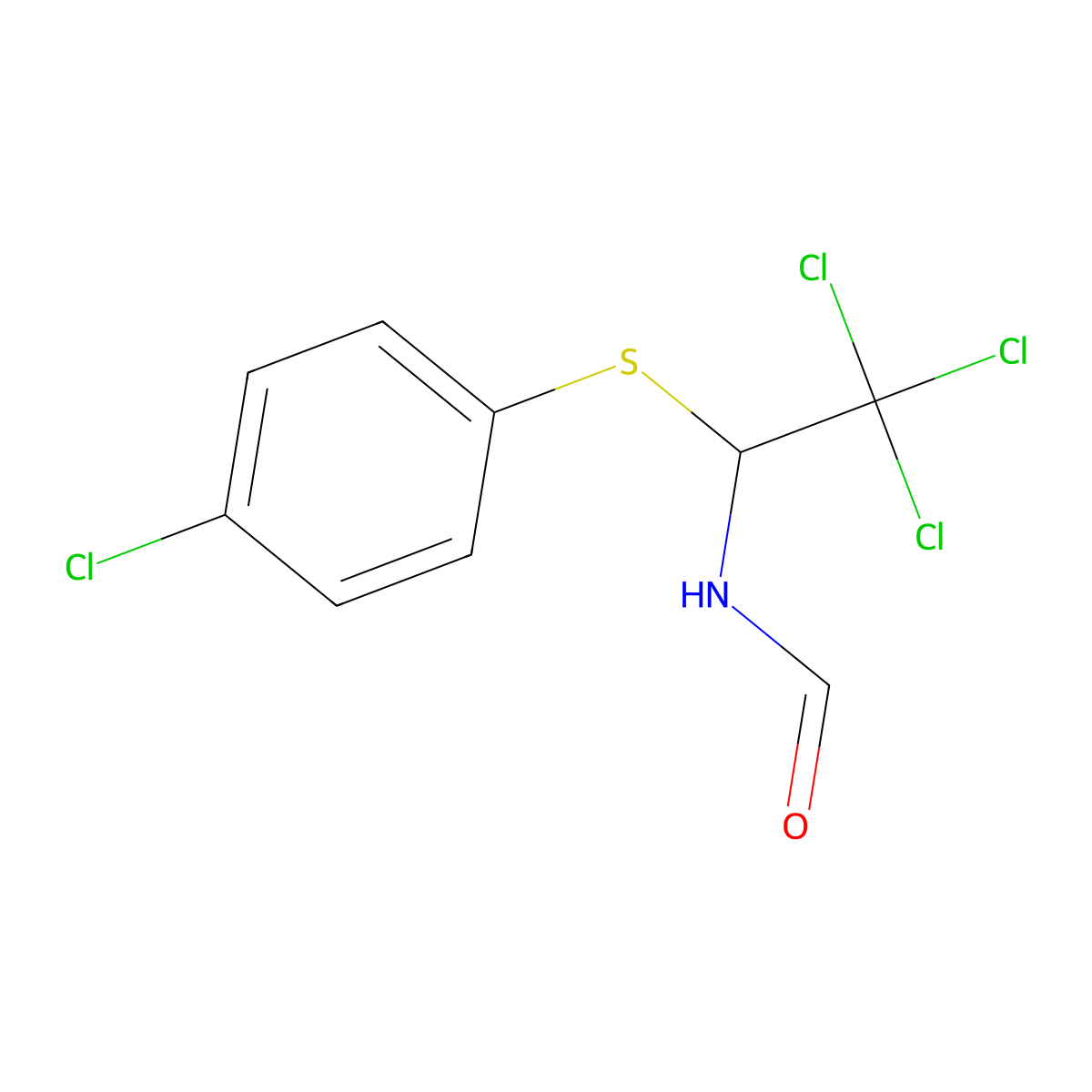 N-{2,2,2-trichloro-1-[(4-chlorophenyl)sulfanyl]ethyl}formamide molecular structure, CAS 51360-97-5
