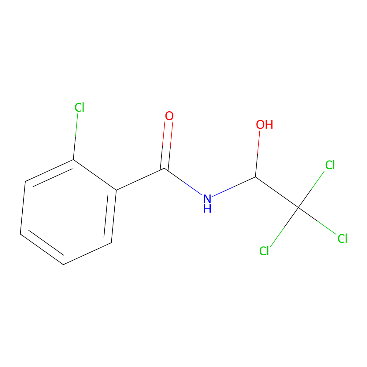 2-chloro-N-(2,2,2-trichloro-1-hydroxyethyl)benzamide molecular structure, CAS 51361-18-3