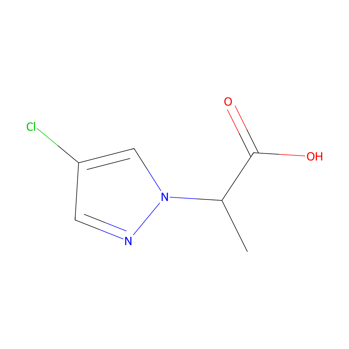 2-(4-chloro-1H-pyrazol-1-yl)propanoic acid molecular structure, CAS 51363-82-7