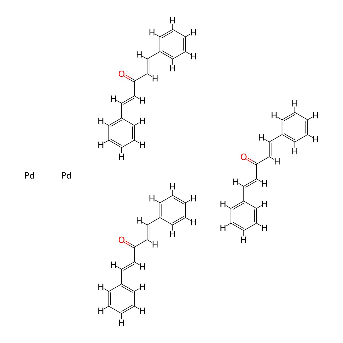 Bis(dibenzylideneacetone)palladium molecular structure, CAS 51364-51-3