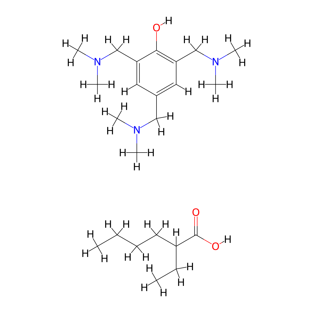 Hexanoic acid, 2-ethyl-, compd. with 2,4,6-tris((dimethylamino)methyl)phenol (1:?) molecular structure, CAS 51365-70-9