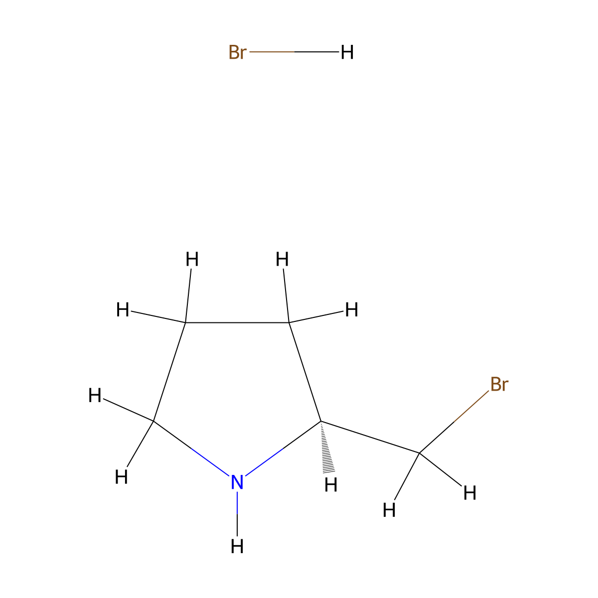 (2S)-2-(bromomethyl)pyrrolidine hydrobromide molecular structure, CAS 51368-34-4