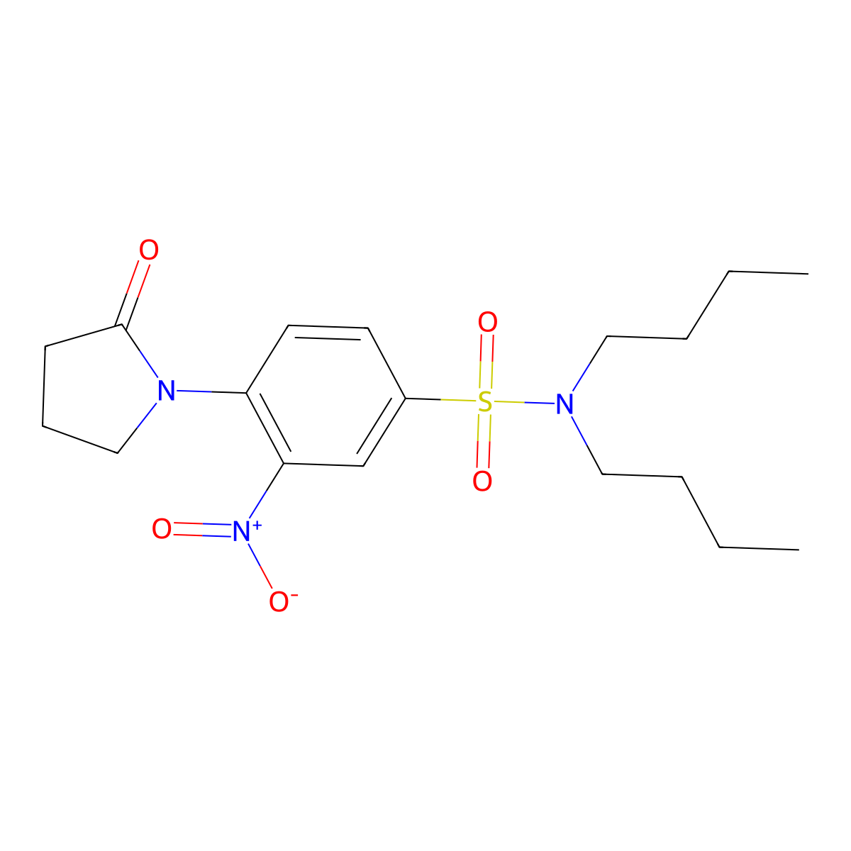 N,N-dibutyl-3-nitro-4-(2-oxopyrrolidin-1-yl)benzenesulfonamide molecular structure, CAS 5137-26-8