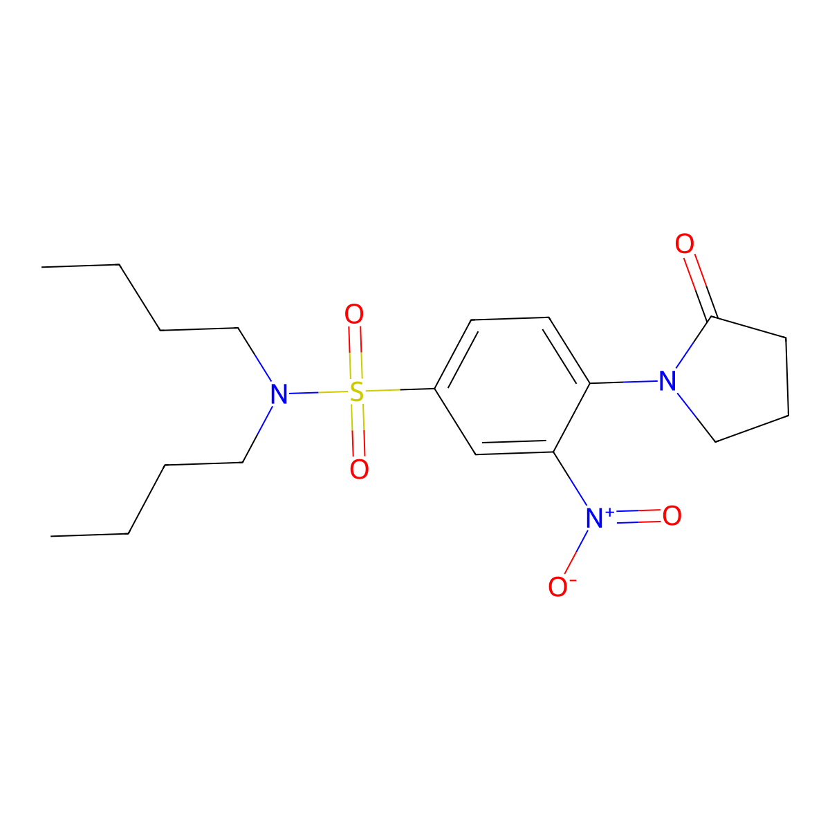 N,N-dibutyl-3-nitro-4-(2-oxopyrrolidin-1-yl)benzenesulfonamide molecular structure, CAS 5137-26-8