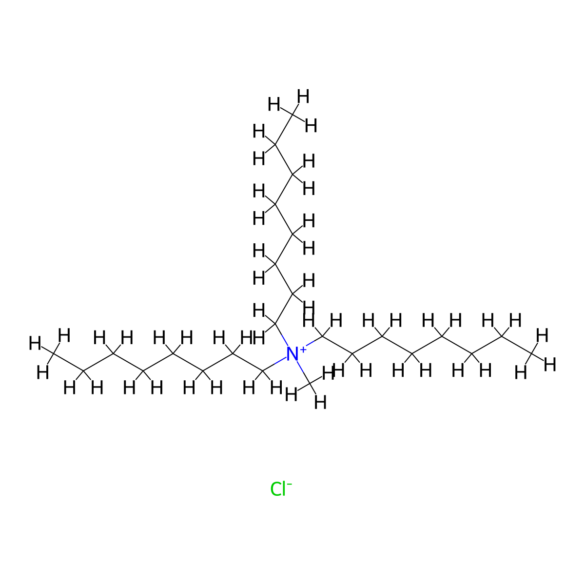 Trioctylmethylammonium chloride molecular structure, CAS 5137-55-3