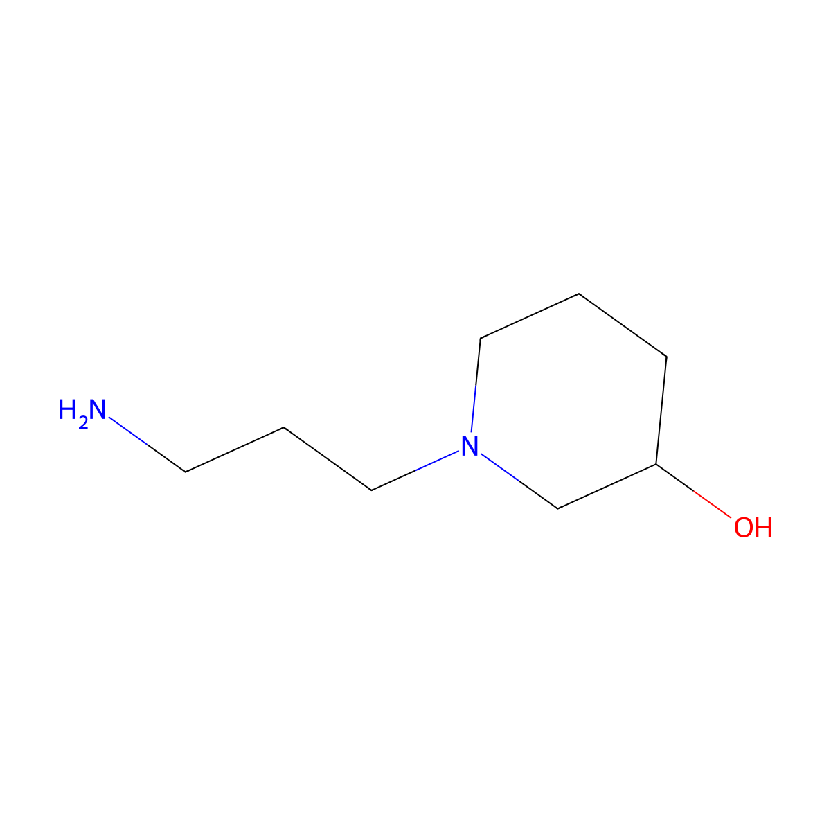 1-(3-Aminopropyl)piperidin-3-ol molecular structure, CAS 51387-96-3
