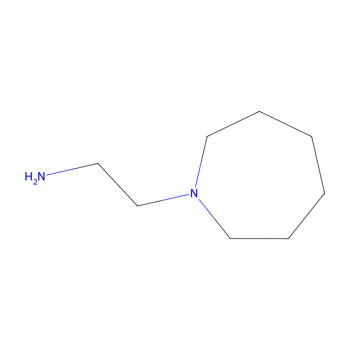 Hexahydro-1H-azepine-1-ethanamine molecular structure, CAS 51388-00-2