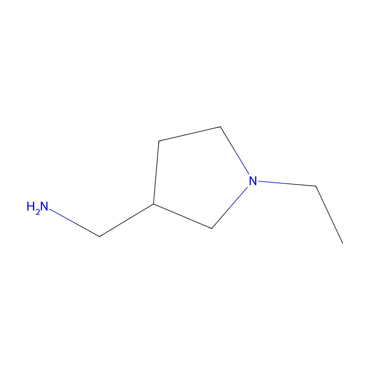 (1-Ethylpyrrolidin-3-yl)methanamine molecular structure, CAS 51388-01-3