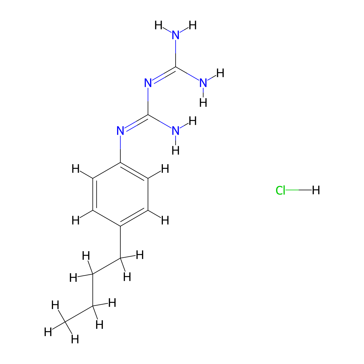 Imidodicarbonimidicdiamide, N-(4-butylphenyl)-, hydrochloride (1:1) molecular structure, CAS 51388-18-2