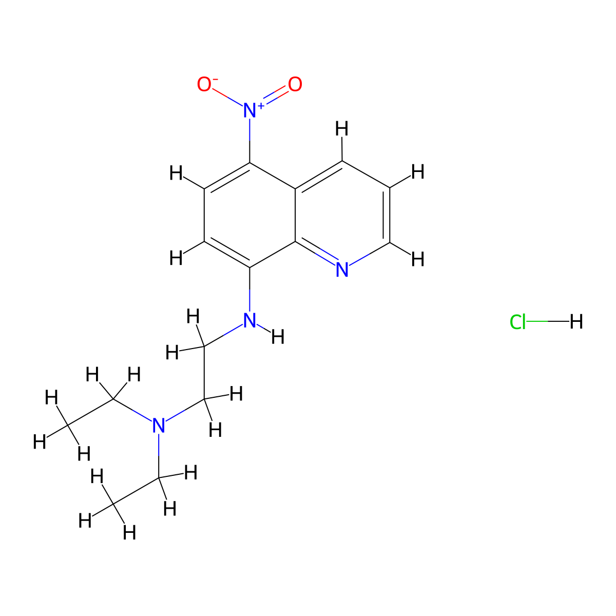N',N'-diethyl-N-(5-nitroquinolin-8-yl)ethane-1,2-diamine;hydrochloride molecular structure, CAS 5139-28-6