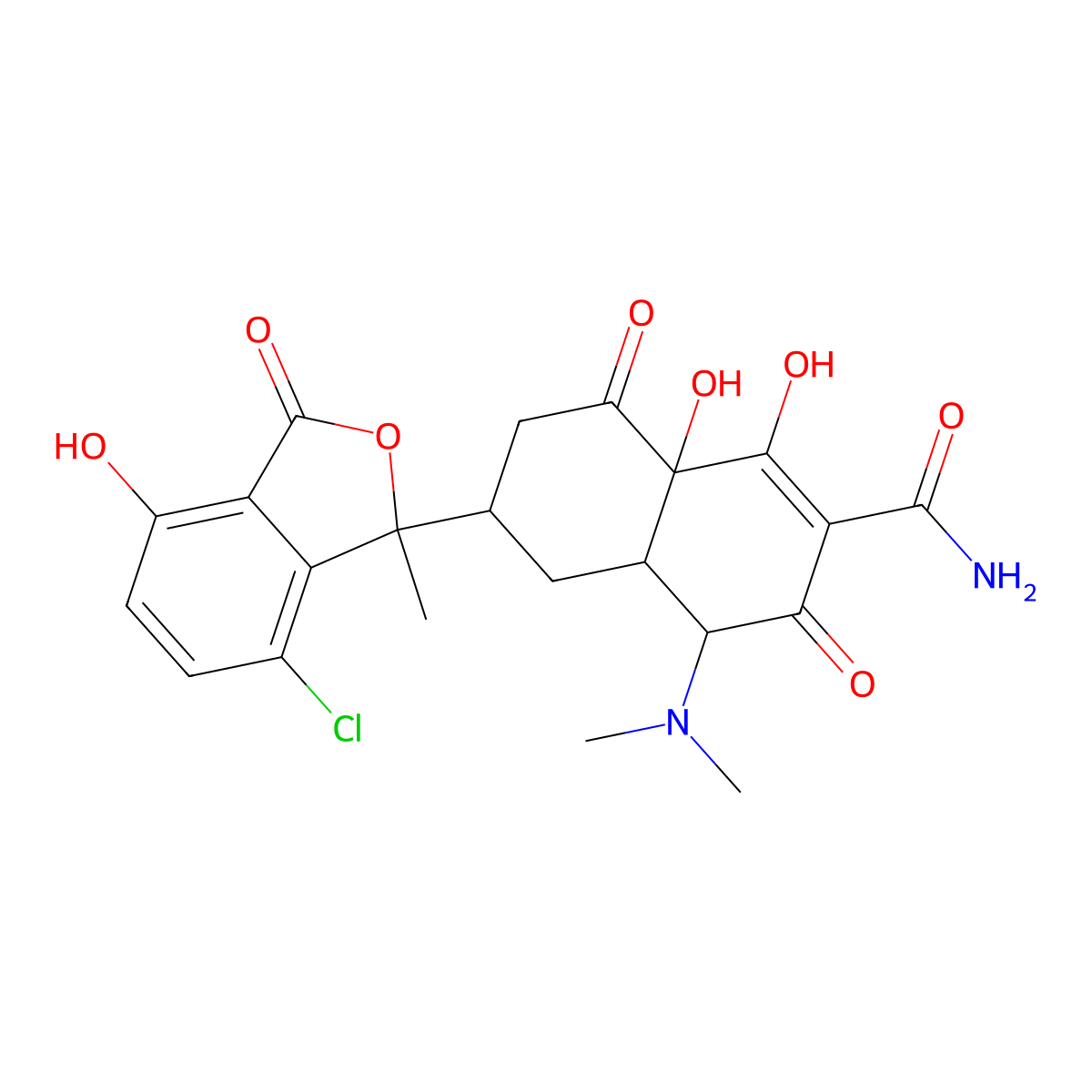 Isochlortetracycline molecular structure, CAS 514-53-4