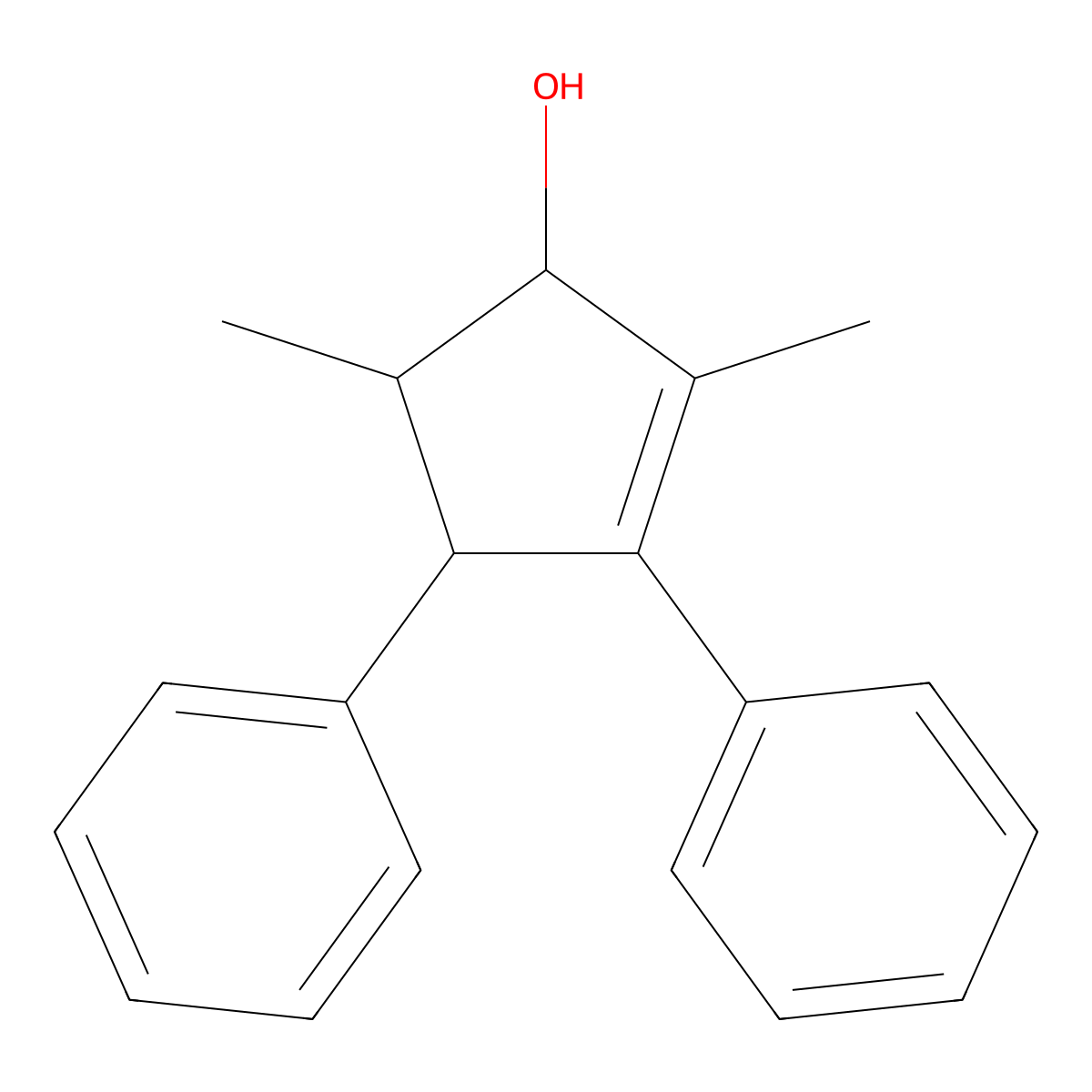 2,5-Dimethyl-3,4-diphenylcyclopent-2-en-1-ol molecular structure, CAS 5141-37-7