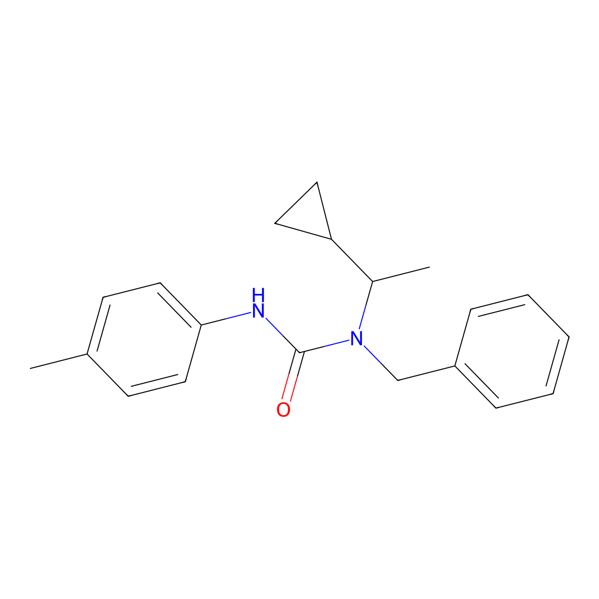 1-Benzyl-1-(1-cyclopropylethyl)-3-(4-methylphenyl)urea molecular structure, CAS 5141-67-3