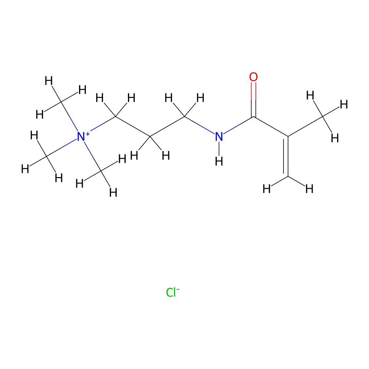Methacrylamidopropyltrimethylammonium chloride molecular structure, CAS 51410-72-1