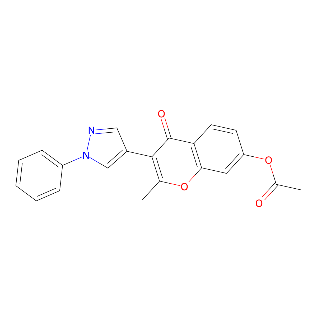 2-Methyl-4-oxo-3-(1-phenyl-1H-pyrazol-4-YL)-4H-chromen-7-YL acetate molecular structure, CAS 51411-95-1