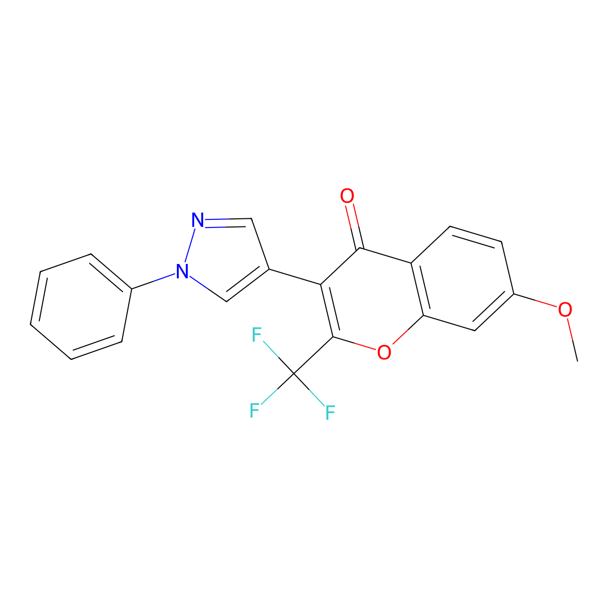 7-Methoxy-3-(1-phenyl-1H-pyrazol-4-YL)-2-(trifluoromethyl)-4H-chromen-4-one molecular structure, CAS 51412-22-7