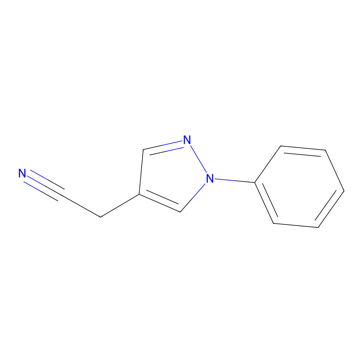 2-(1-phenyl-1H-pyrazol-4-yl)acetonitrile molecular structure, CAS 51412-23-8